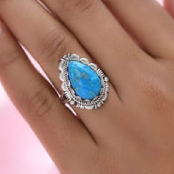 American Natural Blue Ridge Turquoise Ring in Sterling Silver Size 7 NWT - Picture 2 of 6